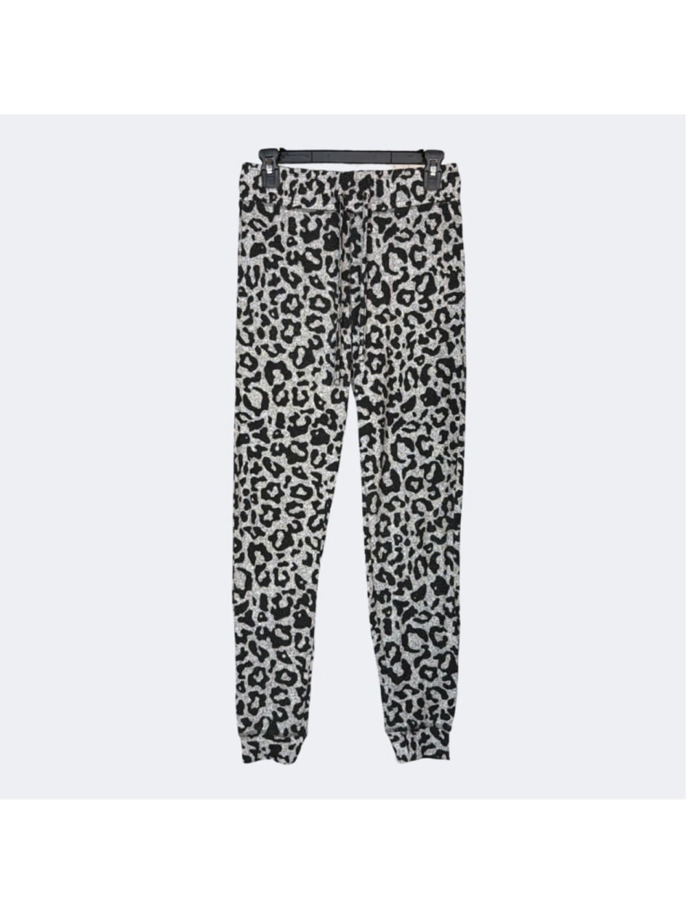 Chalc Leopard Print Jogger Pants sz Small Grey Black Cheetah Animal Soft Cozy